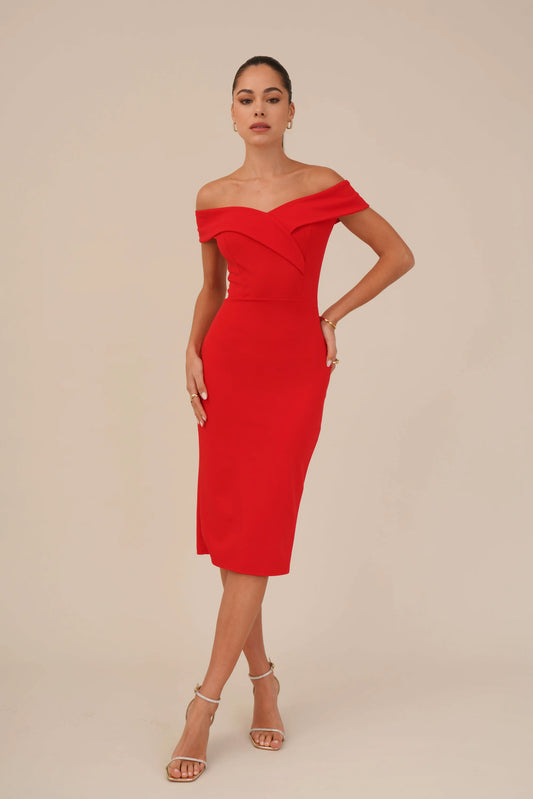Sarah | Robe cocktail - rouge